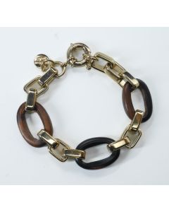 Massimo Dutti Gold tone and wood bracelet 