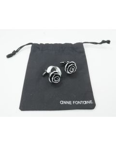 Ann Fontaine Lola Black flower cufflinks.  New.