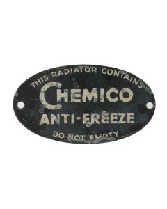 An old vintage metal car plaque / badge CHEMICO ANTI-FREEZE
