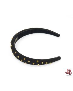 Alexandre de Paris headband - Black with gold ball studs - Alice style