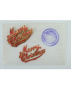 Vintage Merry Christmas Red and Gold Card Embossed Embellishments Pack 10