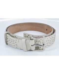 Ferragamo white Leather Silver studded Belt