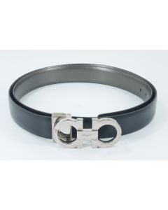 Ferragamo Reversible and adjustable Gancini belt Black / metallic grey