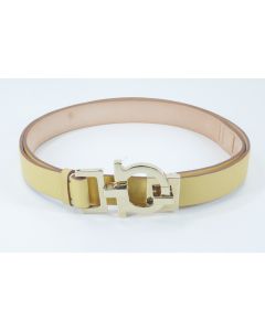 Ferragamo yellow leather belt - Gancini clasp - fully adustable