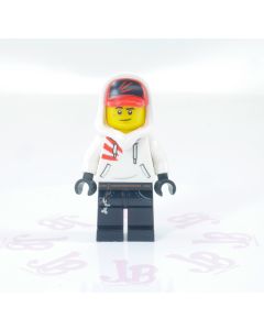 Lego minifigure hs009 Jack Davids White Hoodie Cap Hood (Lopsided Smile Scared)
