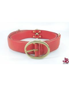 Cole Haan red  leather belt - gold tone fittings - great condition - light use. 