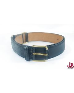 Salvatore Ferragamo black leather belt - gold tone fittings - great condition