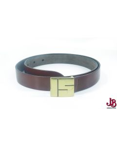 Jil Sander Brown leather belt - gold tone fitting - scratched buckle