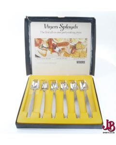 Set Of 12 VINERS SPLAYDS By McArthur Stainless Cutlery BOXED 1970s E653 / 429
