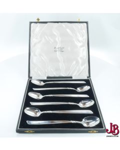 6 Onedia Community sundae spoons - Velvet satin lined box - Edward Sons Glasgow