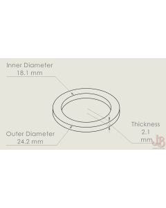 24.2 mm  x  18.1 mm   x 2.1 mm   Copper washer