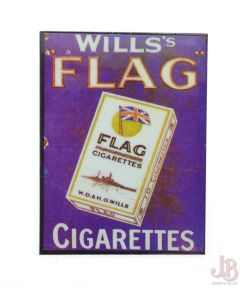 Wills Flag Cigarettes - Metal enamel fridge magnet - Advertising - Advert Sign

