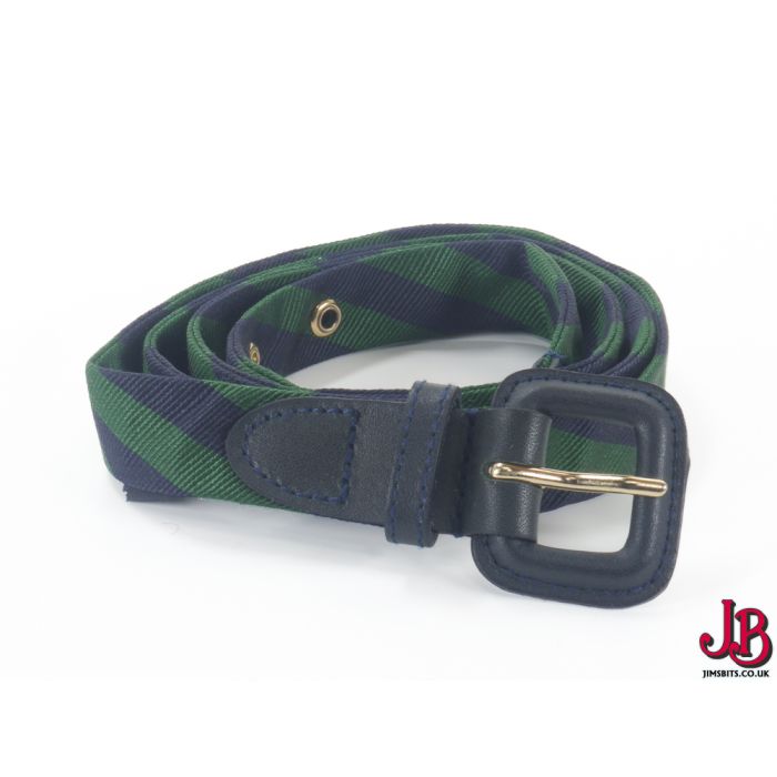 Brooks Brothers green and blue striped silk and leather belt