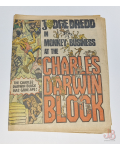 A rare 1980 copy of JUDGE DREDD in MONKEY BUSINESS AT THE CHARLES DARWIN BLOCK