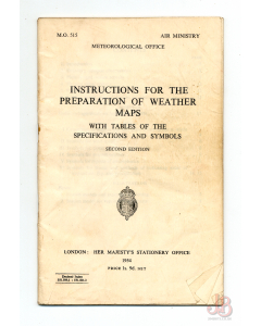Vintage  INSTRUCTIONS FOR THE PREPARATION OF WEATHER MAPS - 1954 Second Edition
