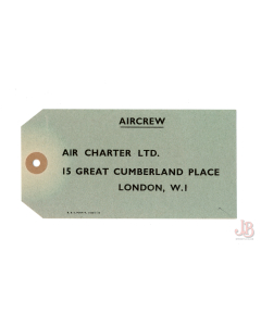 A vintage unused AIR CHARTER LTD AIRCREW luggage tag label