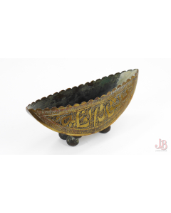Antique Brass 4 legged boat Kashkul Begging Bowl - Arabic - Middle Eastern

