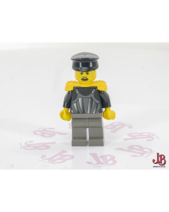 A used Lego Minifigure - tim002 - Time Cruisers - Time Twisters - Dark Gray Armor with Silver Stripes and Rivets, Yellow Epaulettes (Professor Millennium - Commodore Schmidt)