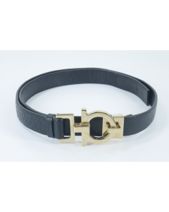 Ferragamo black leather belt - Gancini Lobster Claw buckle