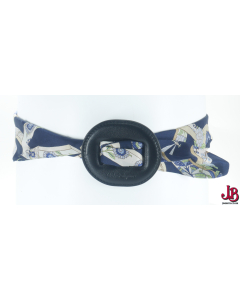 A Ferragamo silk fabric belt with leather buckle - great condition - Blue