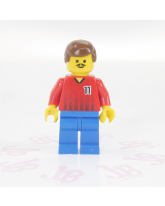 Lego minifigure soc068 Soccer Player - Red and Blue Team with Number 11