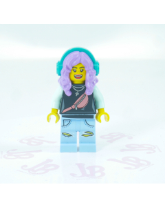 Lego minifigure hs046 Parker L. Jackson Black Top Headphones  Smile  / Disgusted