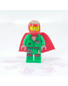 Lego minifigure hs010 Douglas Elton / El Fuego - Coveralls with Helmet and Cape
