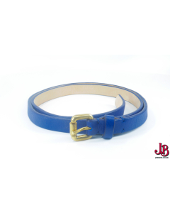 Vintage blue Fogal Leather belt with antique gold tone buckle