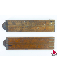Two old vintage 2ft boxwood folding rules - Preston - Buck - Birmingham - London