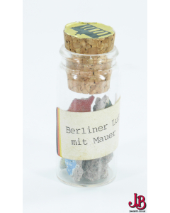 Original small glass corked bottle with pieces of the Berlin Wall - Germany