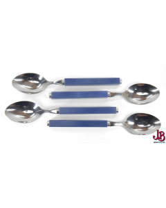 Villeroy & Bosch Play Two cutlery - 4 x Dessert spoons - blue - square - used