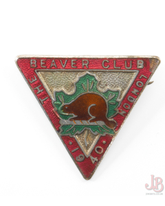 rare 1940 WW2 Canadian Beaver Club Enamel Pin Badge London - Canada


