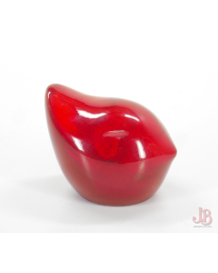Ceramic red Birdy sculpture by Hungarian Artist Ceramist Judit Karsay 