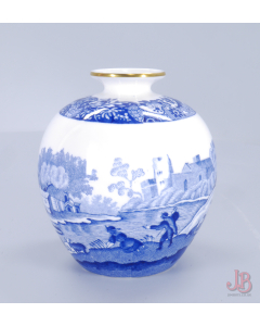 Spode Fine Bone China Blue Italian bud / bottle Vase - 3.5 in - gilded gold rim