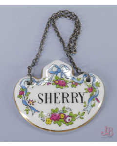 Vintage Crown Staffordshire bone china porcelain SHERRY decanter bottle label 

