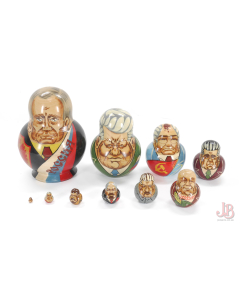 10 potbelly matryoshka dolls of Russian leaders - Hand made - Wooden ~2001