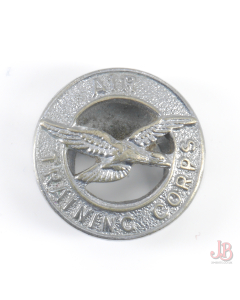 Vintage WW2 air training corps button hole badge - chrome tone

