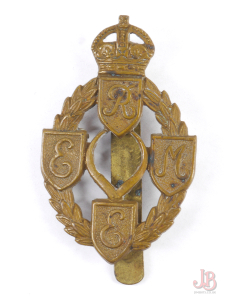 vintage British WWII Royal Electrical Engineers Slider Cap Badge - J.R. Gaunt