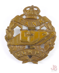 vintage British WWI Royal Tank Corps Cap Badge with slider