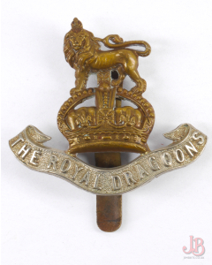 vintage British WWII - The Royal Dragoons - cap badge - slider - two colour