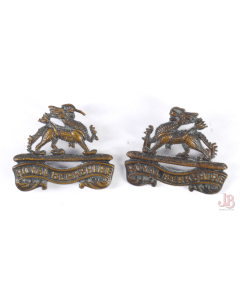 vintage British - Royal Berkshire Regiment - badges - studs - cast bronze - pair