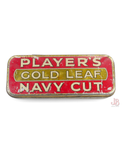 vintage 1940's Players Gold Leaf Navy Cut tobacco tin - hinged lid