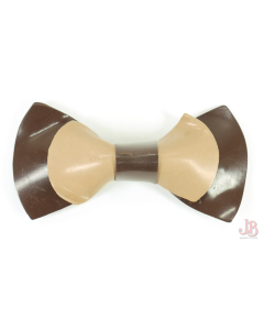 Vintage 1950's MCM Plastic 2 tone Bow  Brooch - cream and brown