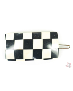 Vintage 1950's MCM Plastic black and white checked hair grip / barrette