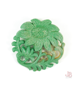 Vintage 1950's MCM Green Plastic Art nouveau styled botanical flower Brooch