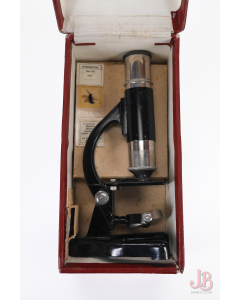 Vintage 1940's Student microscope, card box - Eclipse England - working