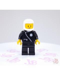 Lego minifigure cop003 Police - Zipper Badge, Black Legs, White Classic Helmet