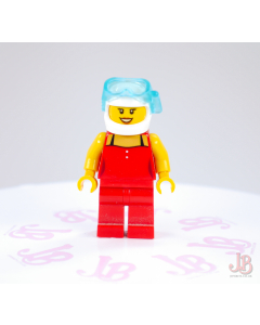 Lego minifigure game010 Red Female Top White Buttons Straps Red Leg White Helmet