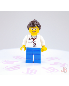 Lego minifigure game012 Doctor - Lab Coat, Blue Legs, Dark Brown Ponytail
