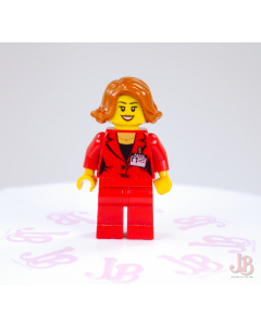 Lego minifigure game011 Press Woman / Reporter - Red Legs, Dark Orange Hair
